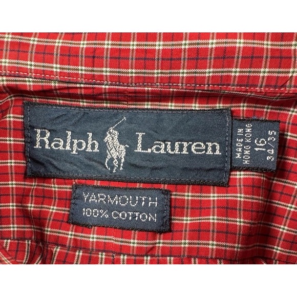 Ralph Lauren Yarmouth Men's Long Sleeve Button Down Red Plaid Shirt Size 16 L/XL - Picture 4 of 7